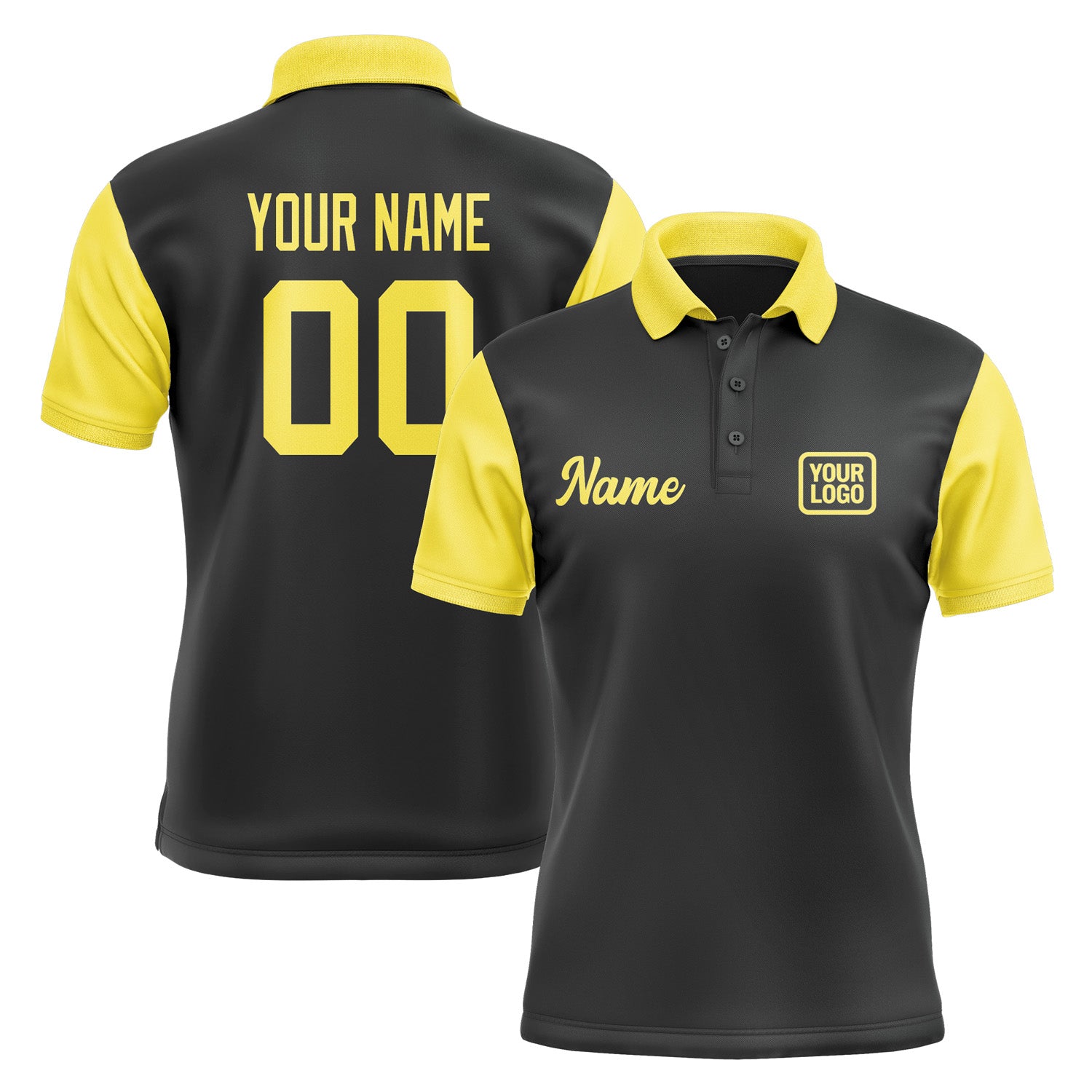 Custom Black Light Yellow Short-Sleeve Polo Shirt PO172626B126