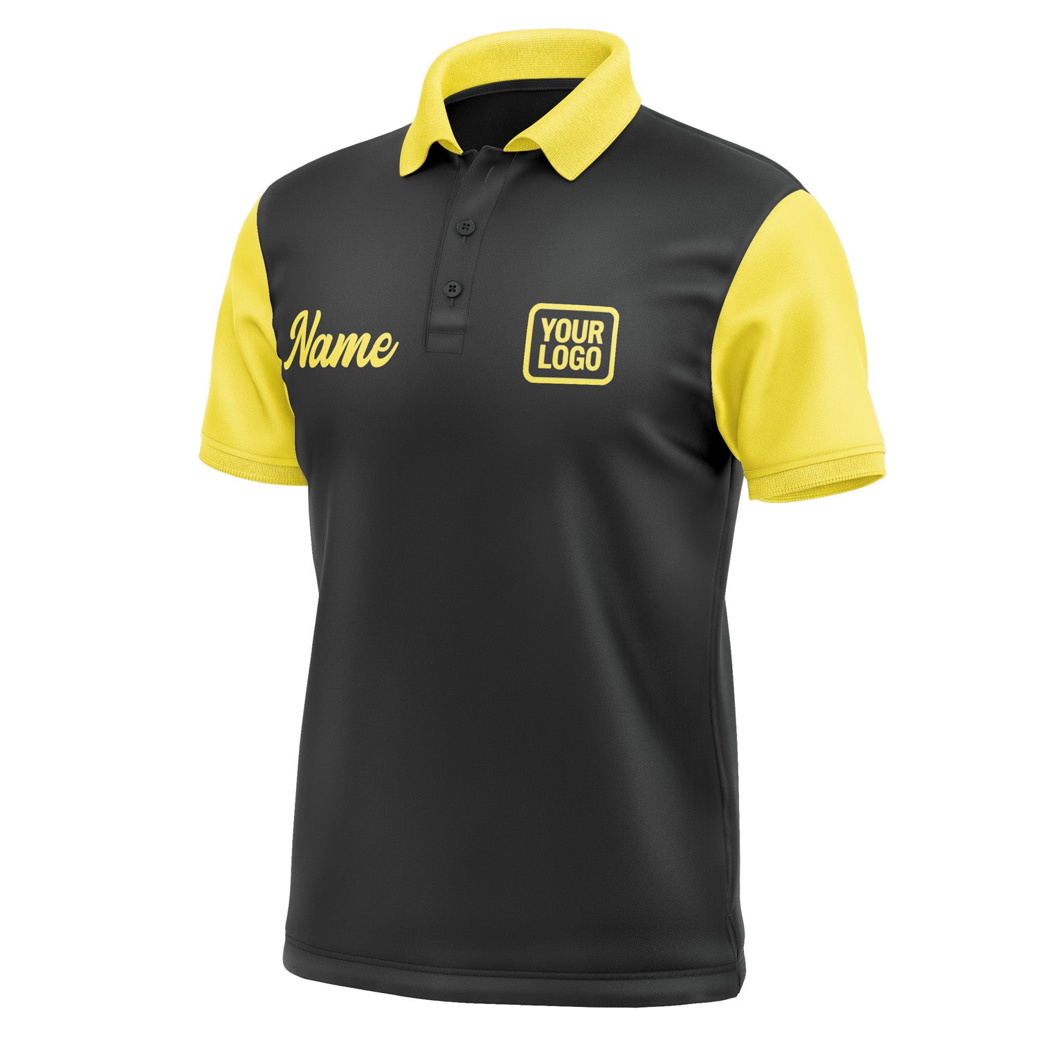 Custom Black Light Yellow Short-Sleeve Polo Shirt PO172626B126