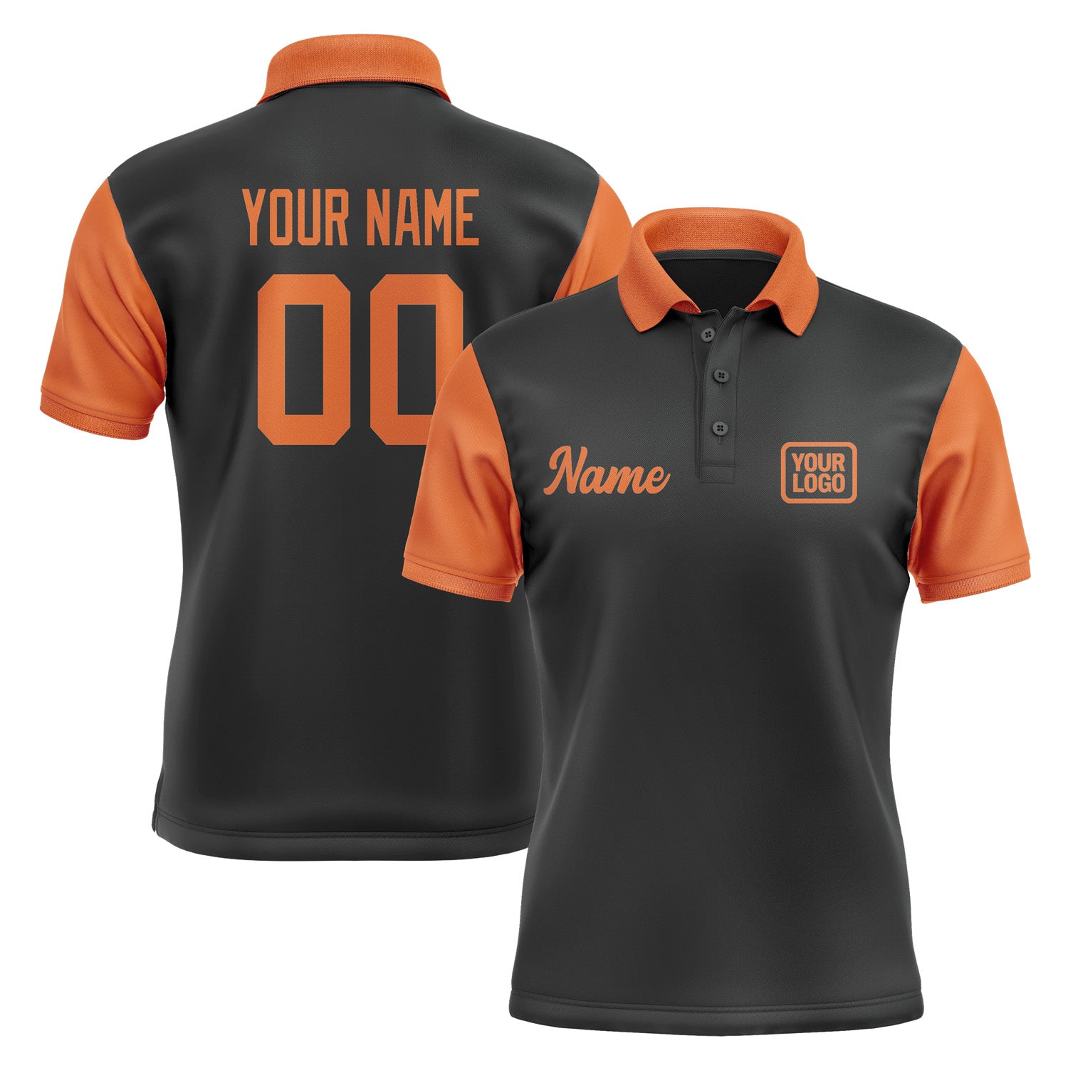 Custom Black Orange Short-Sleeve Polo Shirt PO172828B128