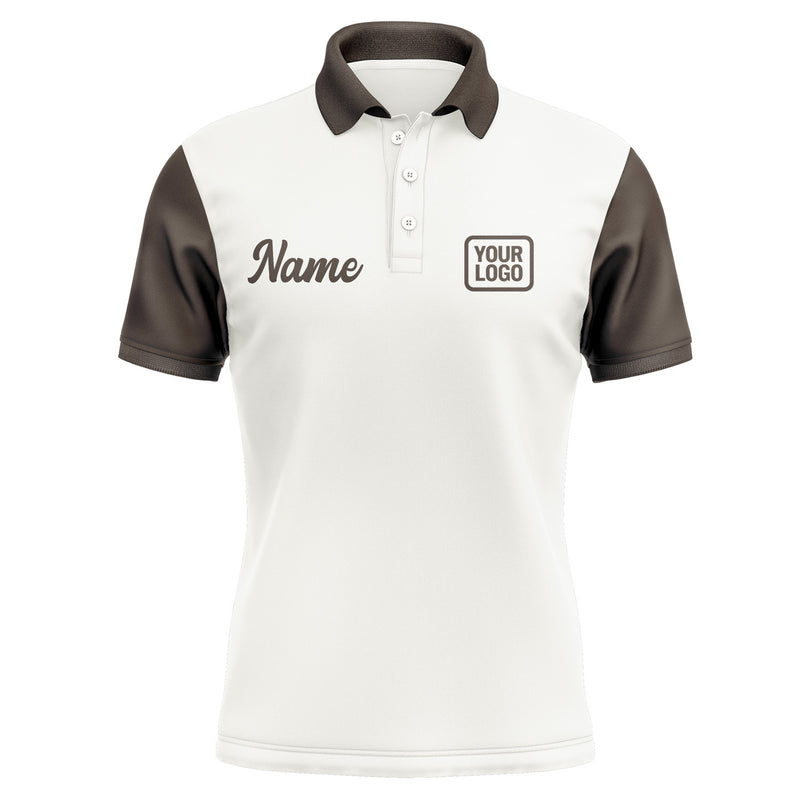 Custom White Brown Short-Sleeve Polo Shirt PO180101B101