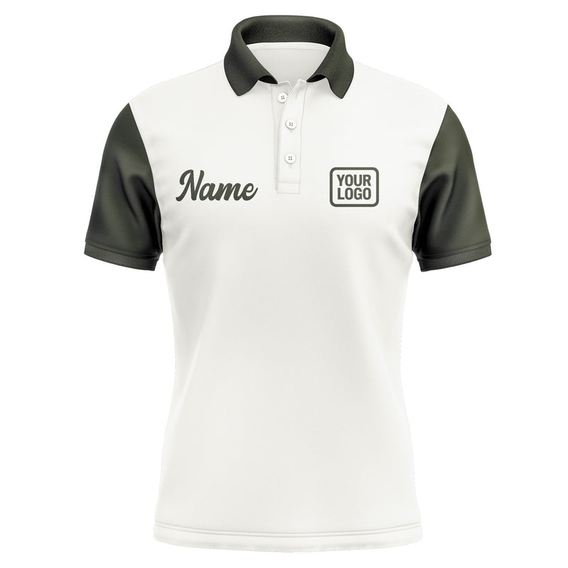 Custom White Olive Short-Sleeve Polo Shirt PO180202B102