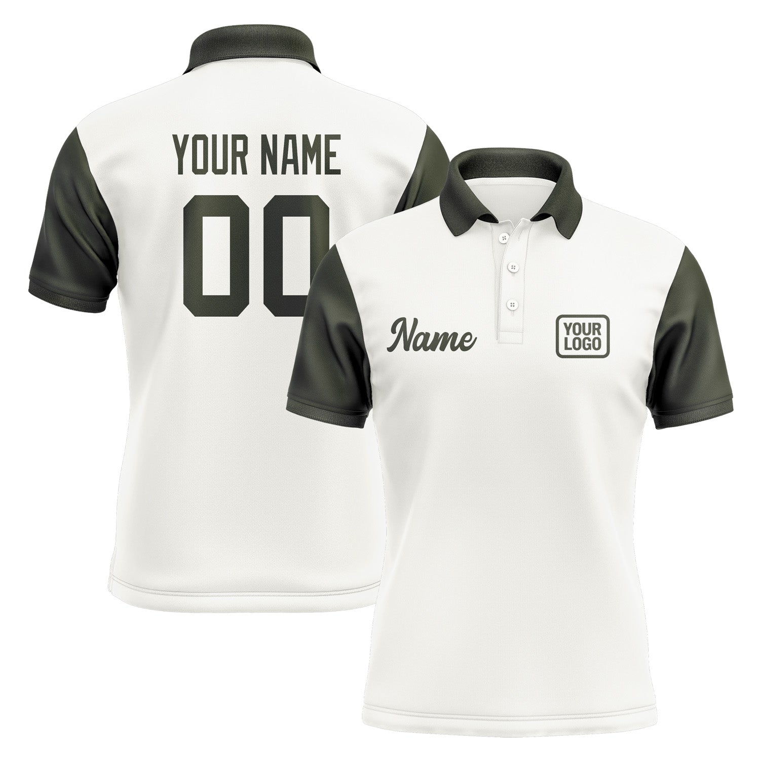 Custom White Olive Short-Sleeve Polo Shirt PO180202B102