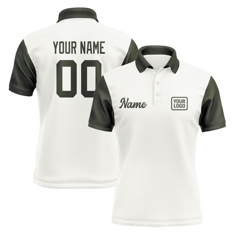 Custom White Olive Short-Sleeve Polo Shirt PO180202B102