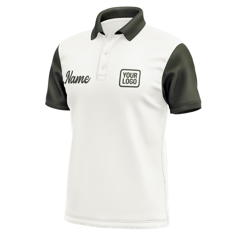 Custom White Olive Short-Sleeve Polo Shirt PO180202B102