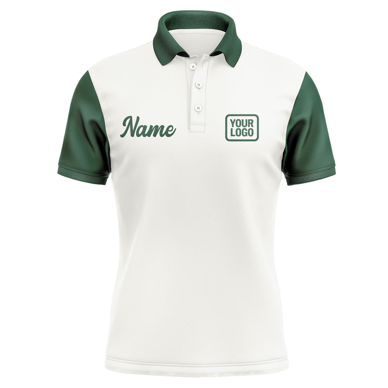 Custom White Green Short-Sleeve Polo Shirt PO180505B105