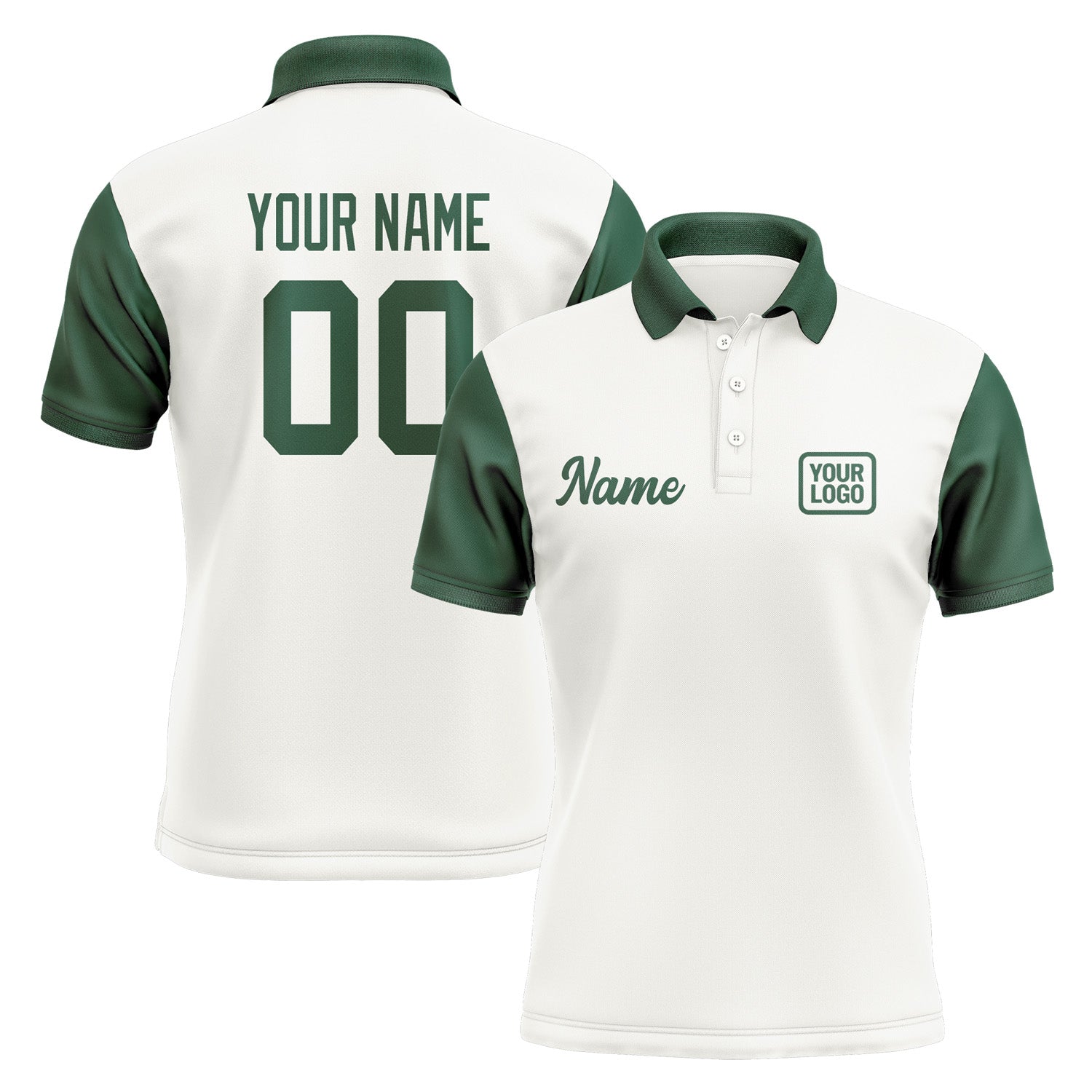 Custom White Green Short-Sleeve Polo Shirt PO180505B105