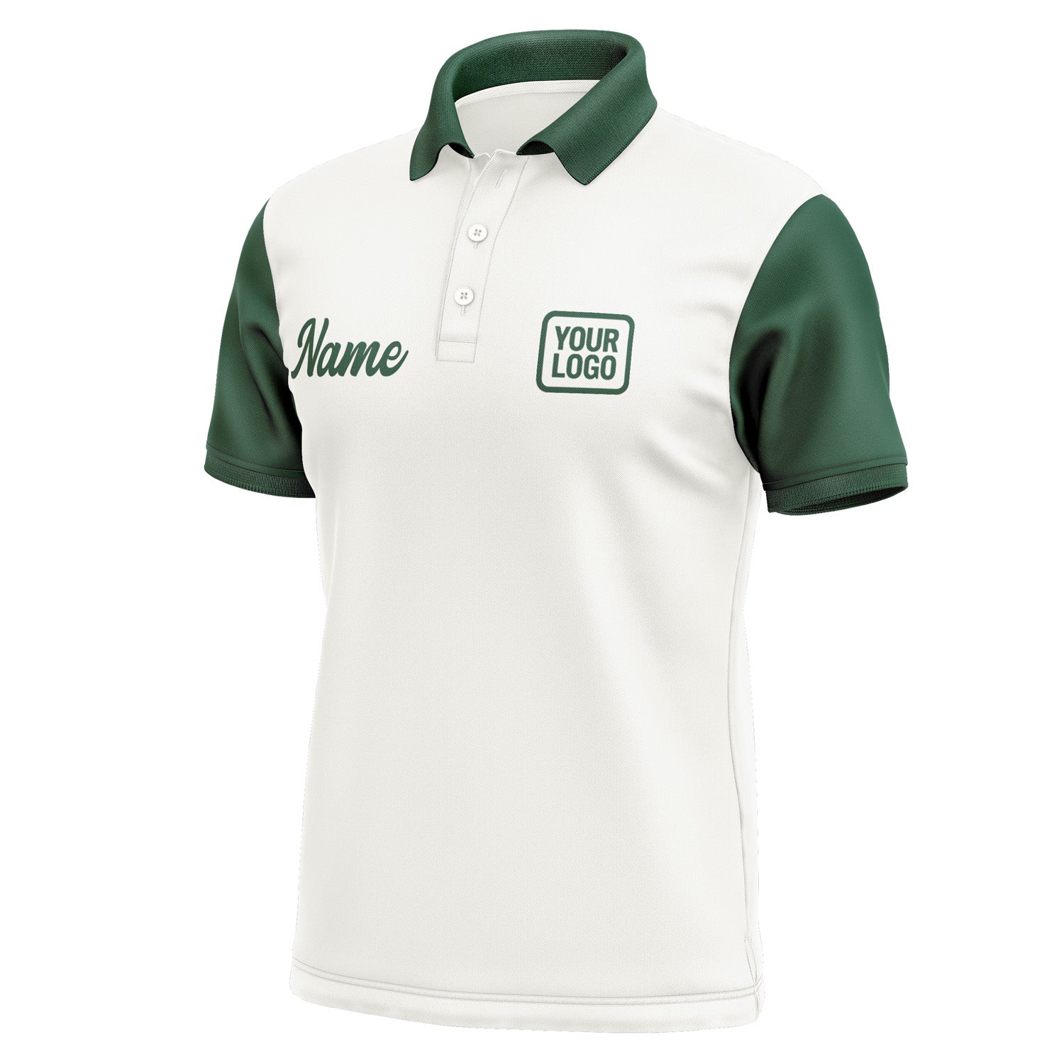 Custom White Green Short-Sleeve Polo Shirt PO180505B105