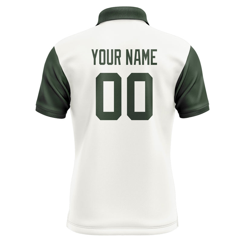Custom White Dark Green Short-Sleeve Polo Shirt PO180606B106