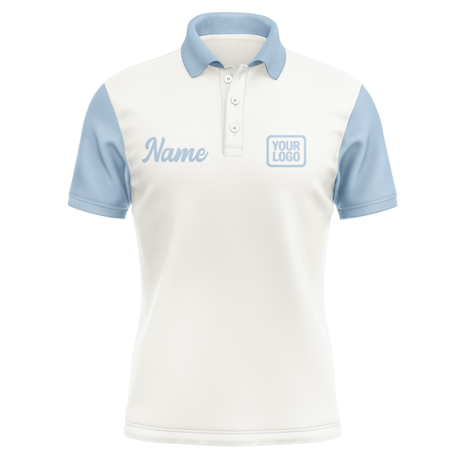 Custom White Light Blue Short-Sleeve Polo Shirt PO180808B108