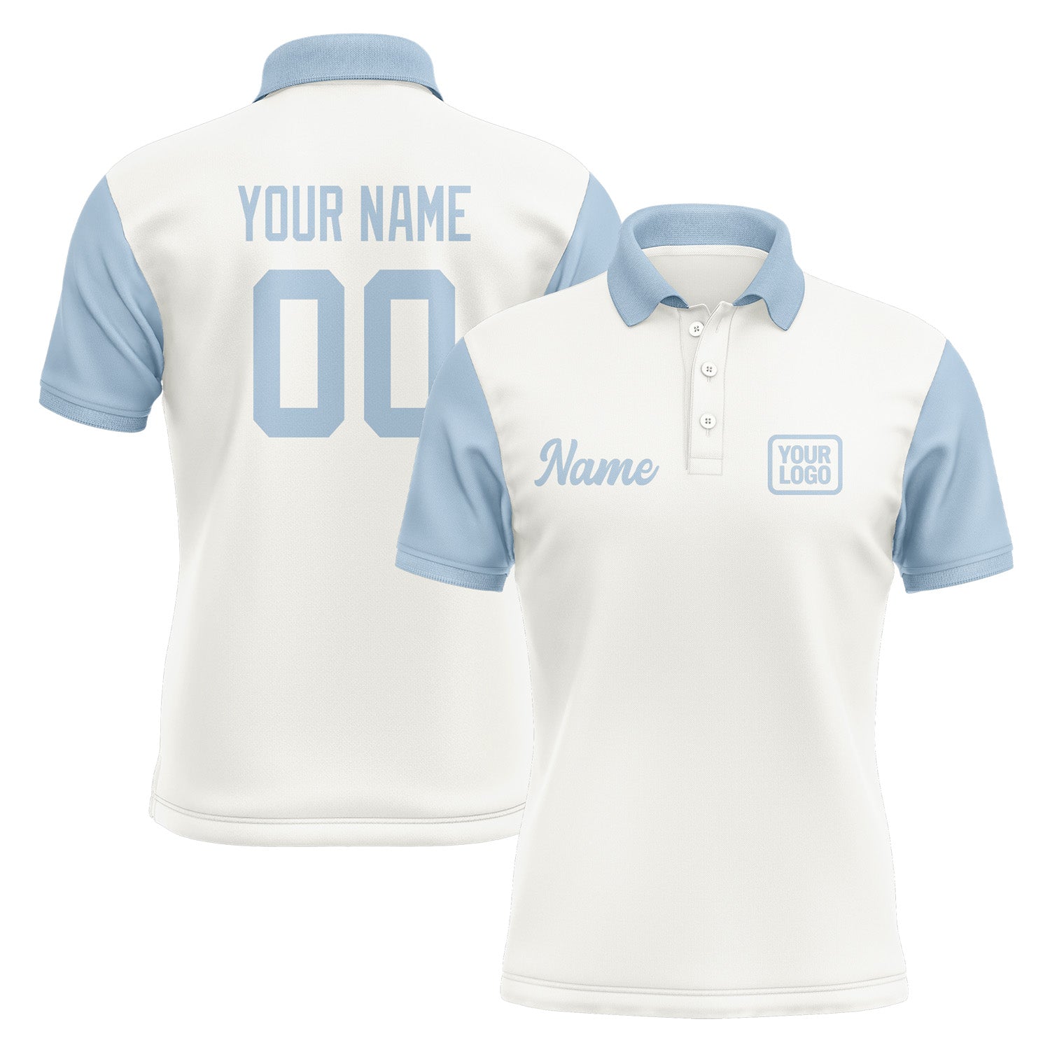 Custom White Light Blue Short-Sleeve Polo Shirt PO180808B108