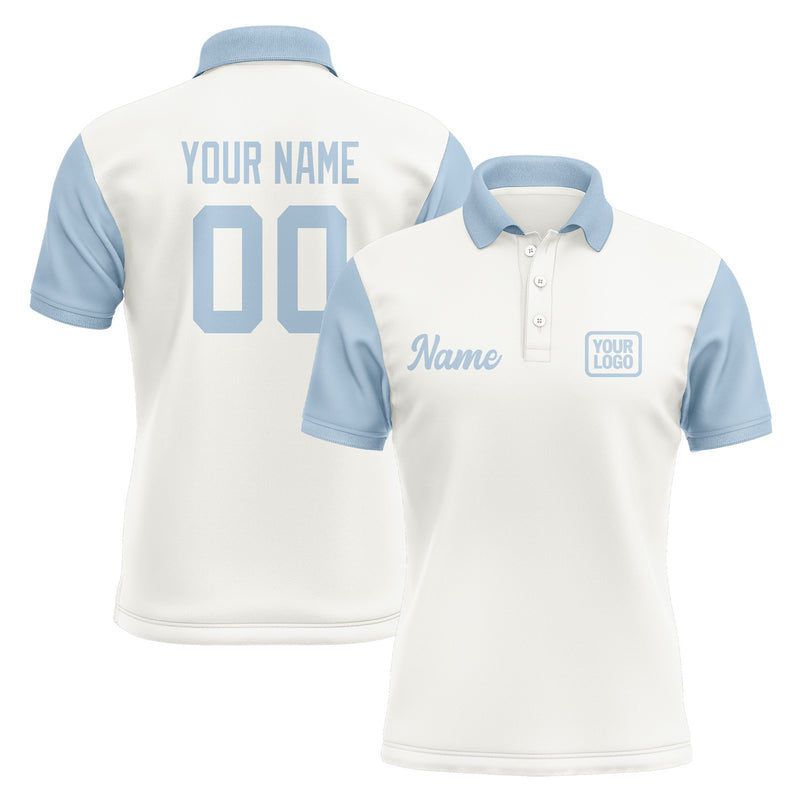 Custom White Light Blue Short-Sleeve Polo Shirt PO180808B108