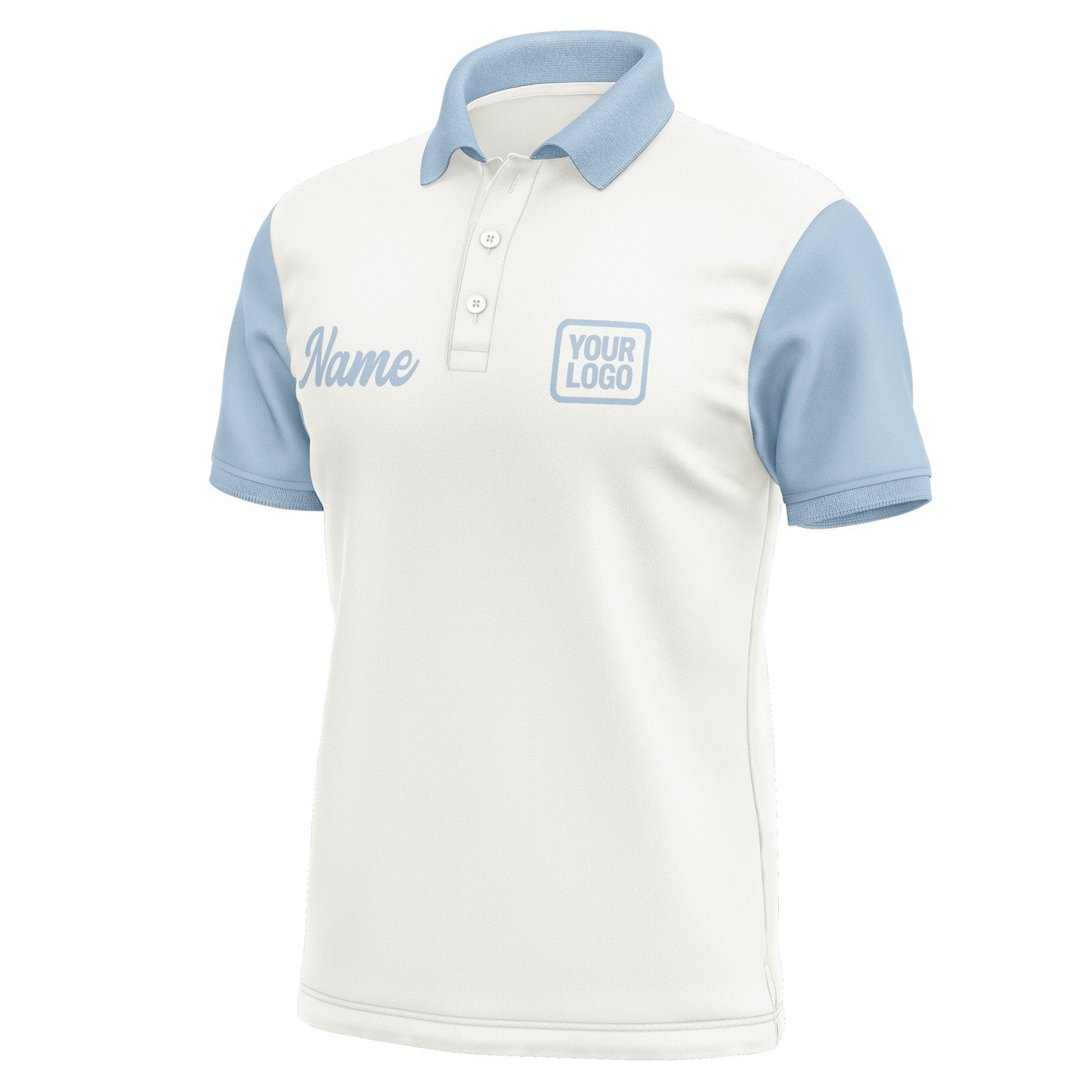 Custom White Light Blue Short-Sleeve Polo Shirt PO180808B108