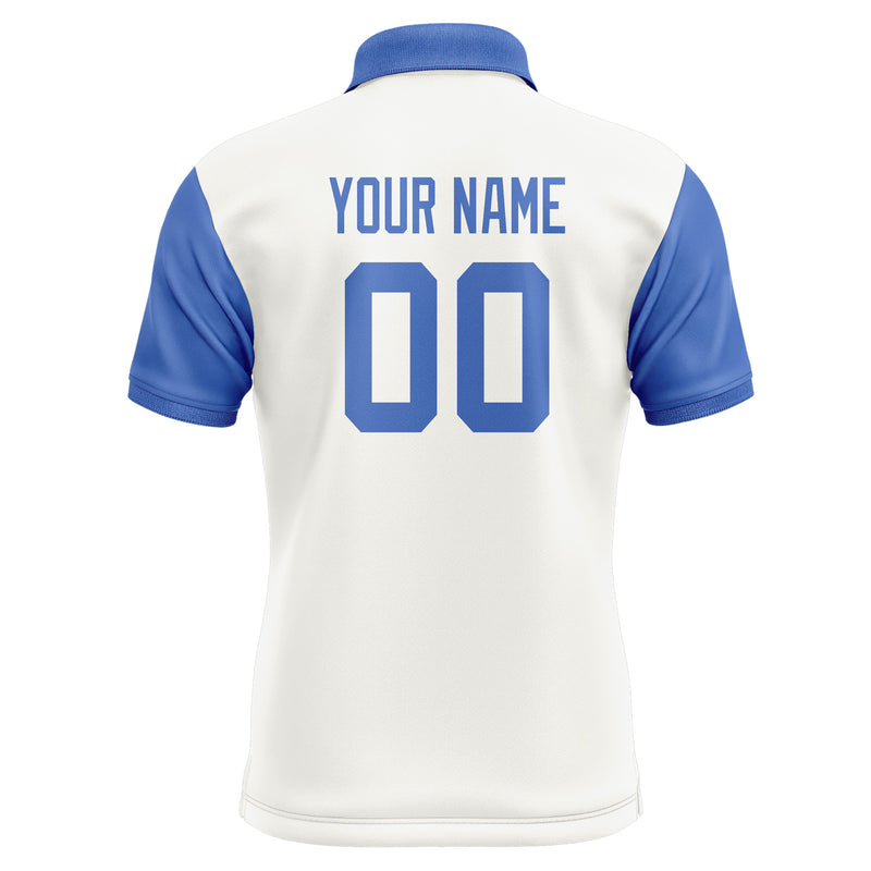 Custom White Sky Blue Short-Sleeve Polo Shirt PO180909B109