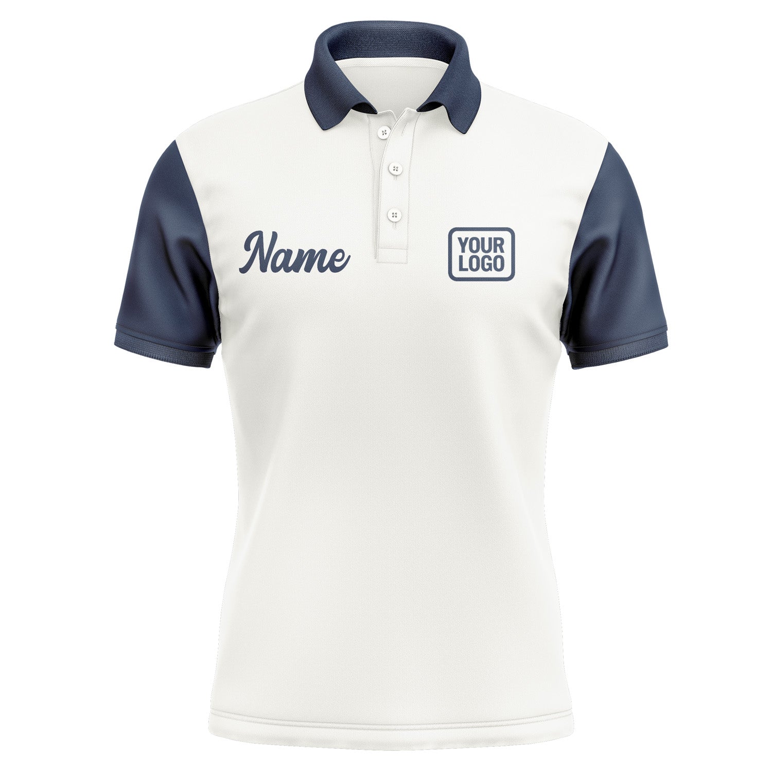 Custom White Blue Short-Sleeve Polo Shirt PO181010B110