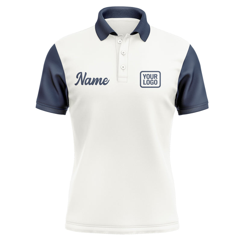 Custom White Blue Short-Sleeve Polo Shirt PO181010B110