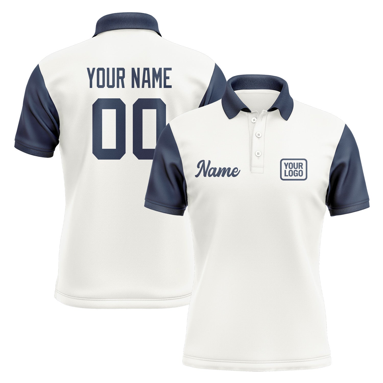 Custom White Blue Short-Sleeve Polo Shirt PO181010B110