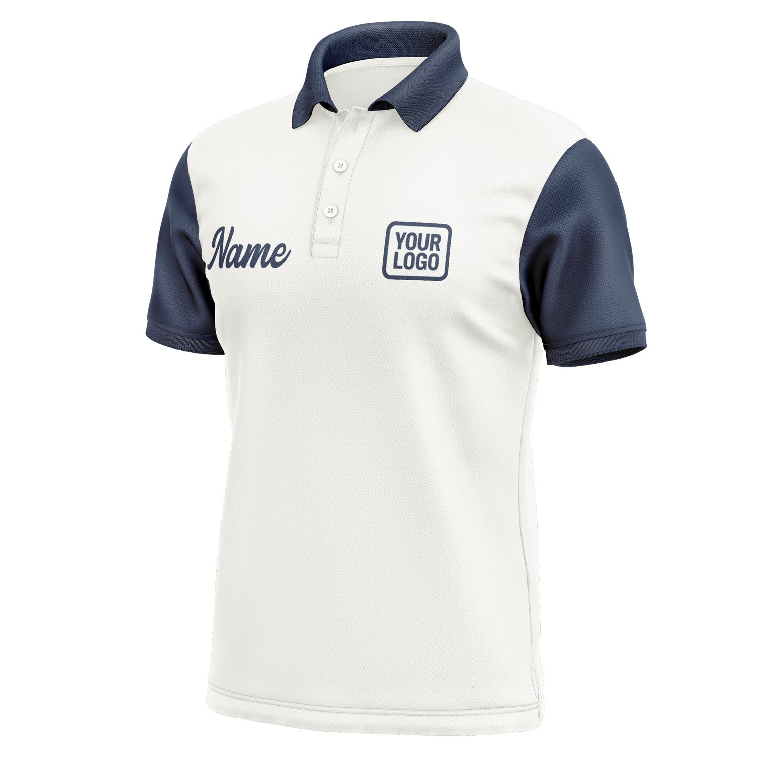 Custom White Blue Short-Sleeve Polo Shirt PO181010B110
