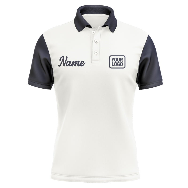 Custom White Navy Short-Sleeve Polo Shirt PO181111B111