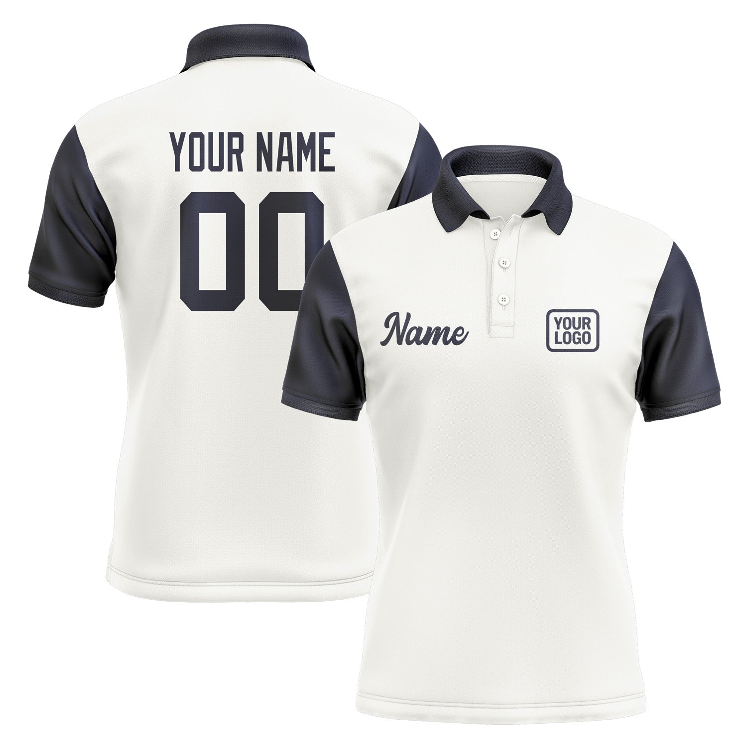 Custom White Navy Short-Sleeve Polo Shirt PO181111B111