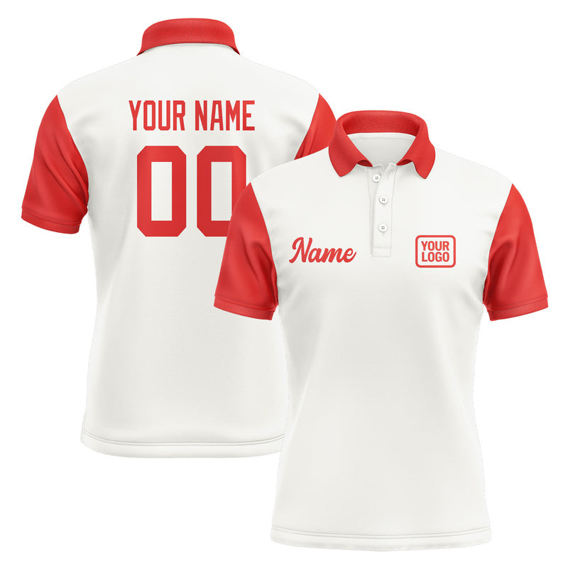 Custom White Orange Red Short-Sleeve Polo Shirt PO181212B112