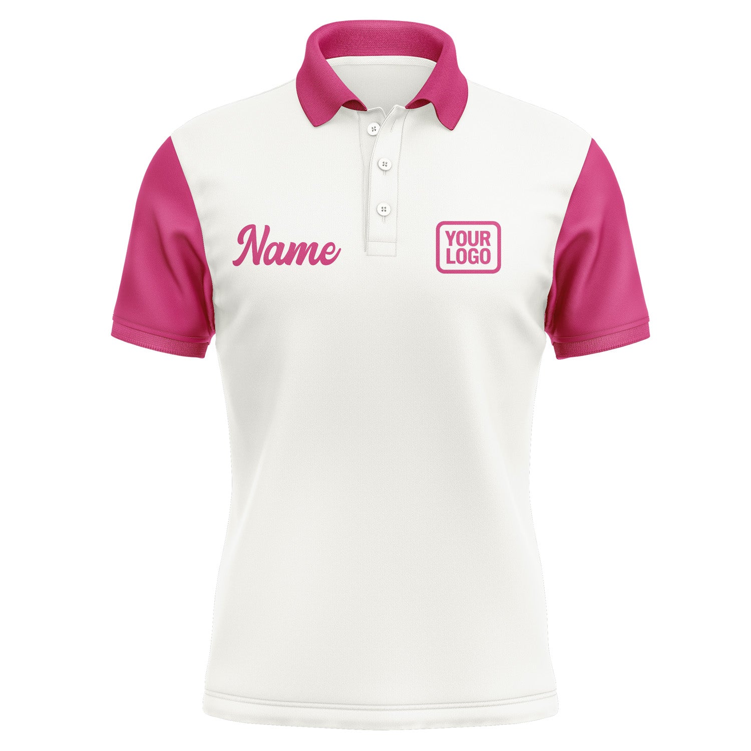 Custom White Pink Short-Sleeve Polo Shirt PO181313B113