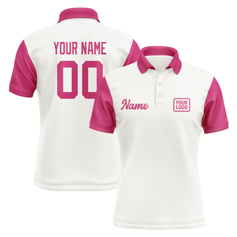 Custom White Pink Short-Sleeve Polo Shirt PO181313B113