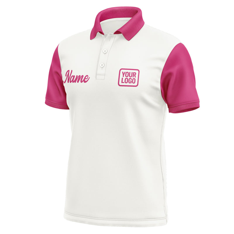 Custom White Pink Short-Sleeve Polo Shirt PO181313B113