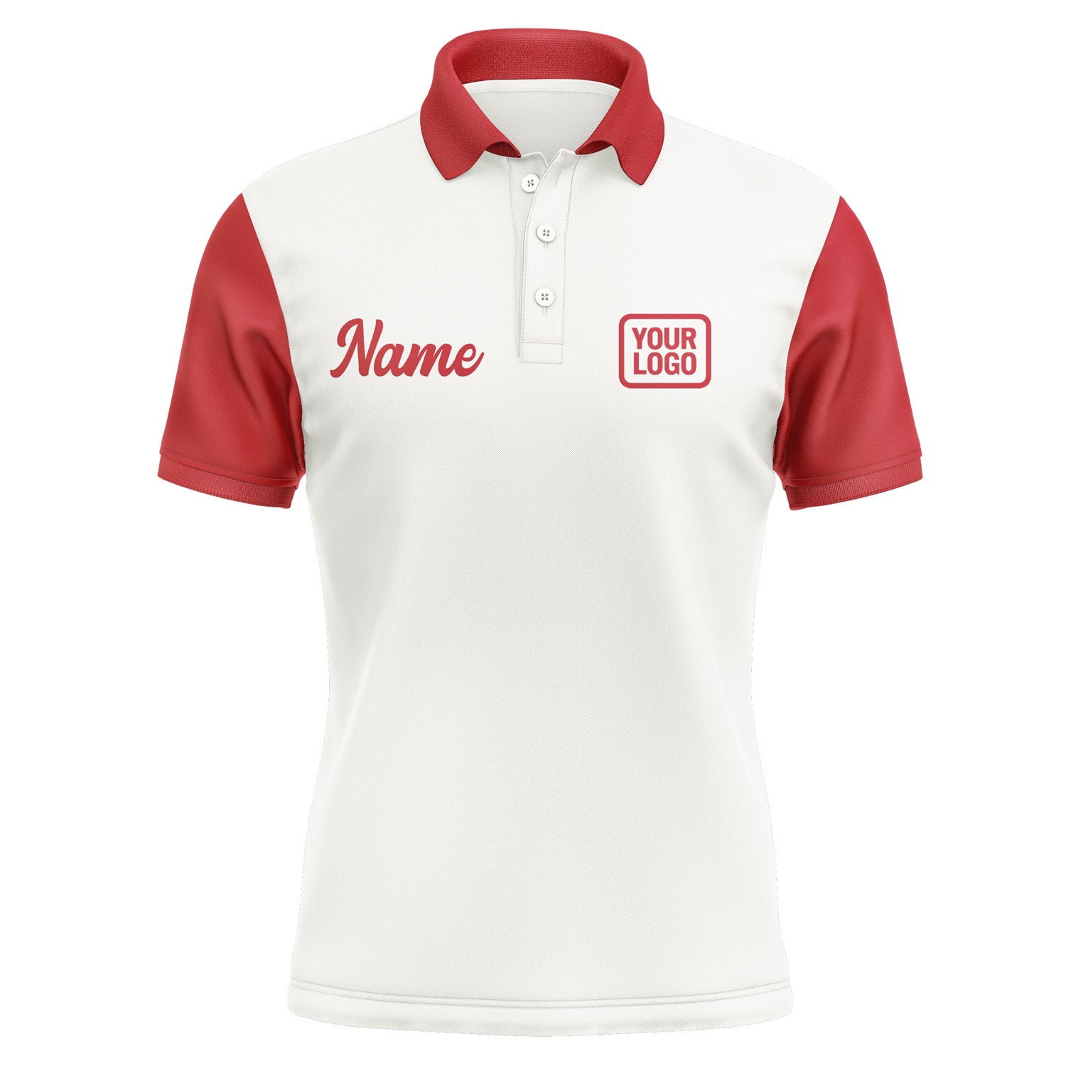 Custom White Red Short-Sleeve Polo Shirt PO181414B114