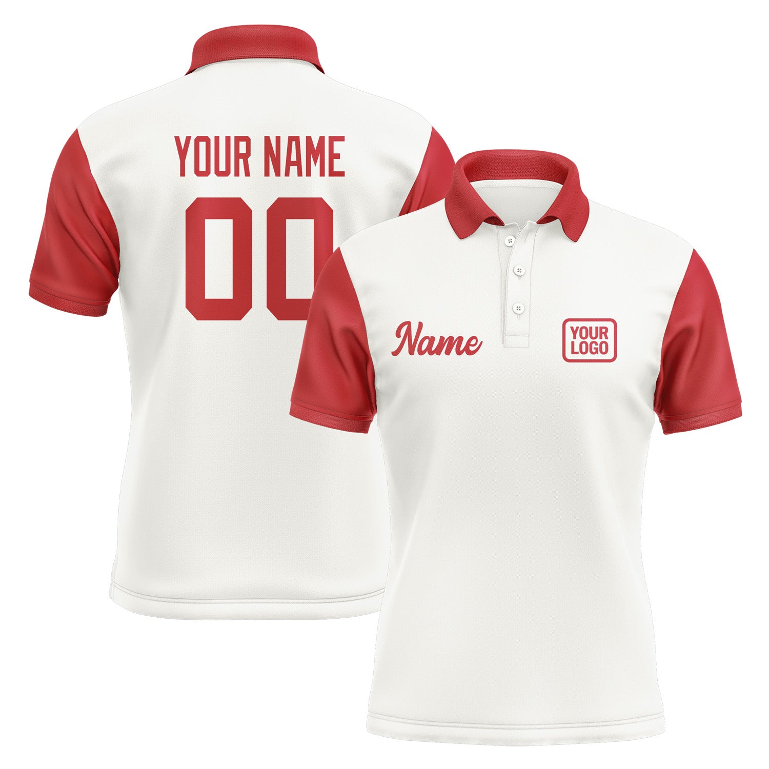 Custom White Red Short-Sleeve Polo Shirt PO181414B114
