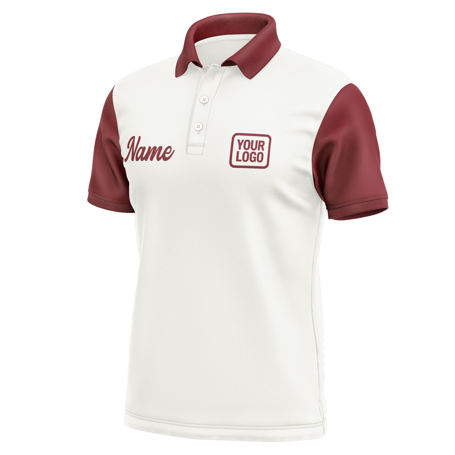 Custom White Crimson Red Short-Sleeve Polo Shirt PO181515B115