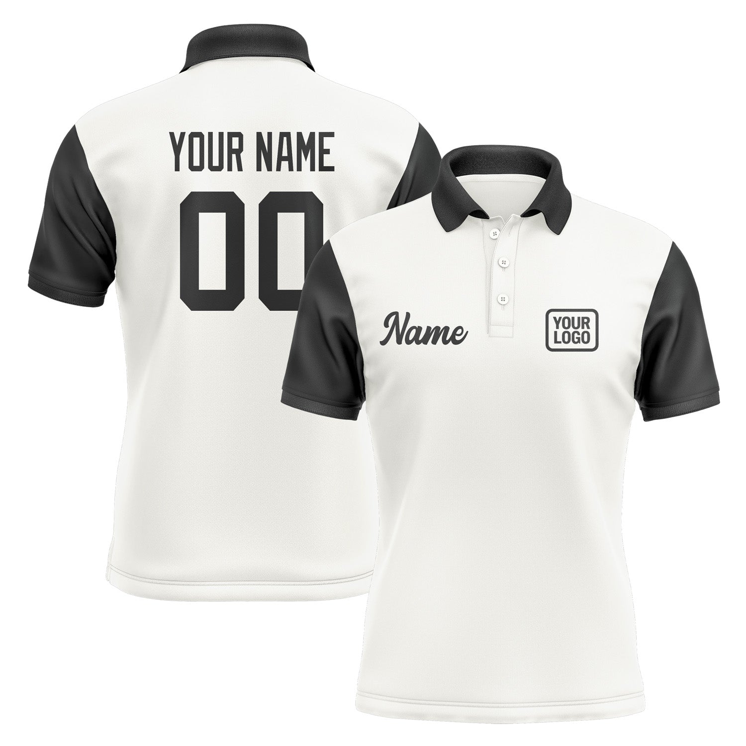 Custom White Black Short-Sleeve Polo Shirt PO181717B117