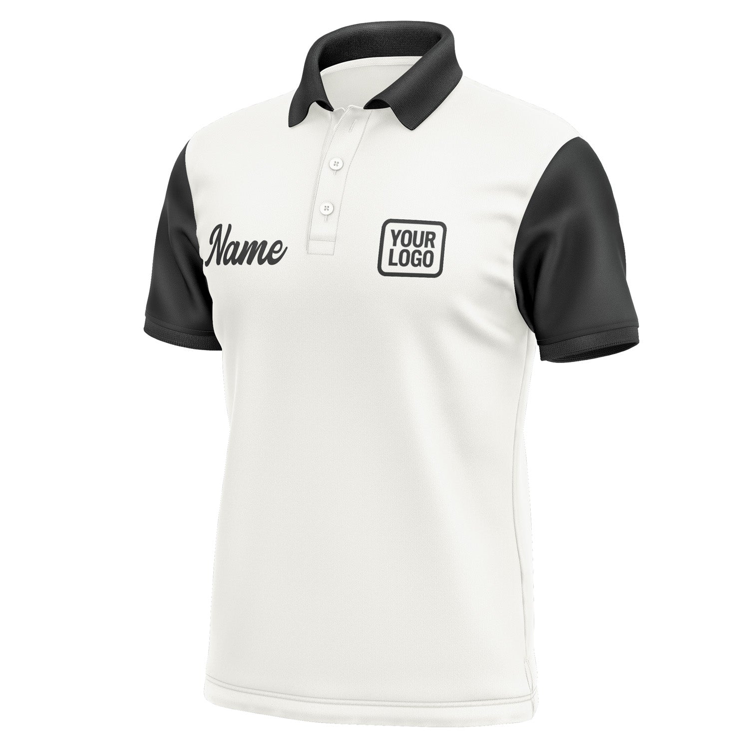 Custom White Black Short-Sleeve Polo Shirt PO181717B117