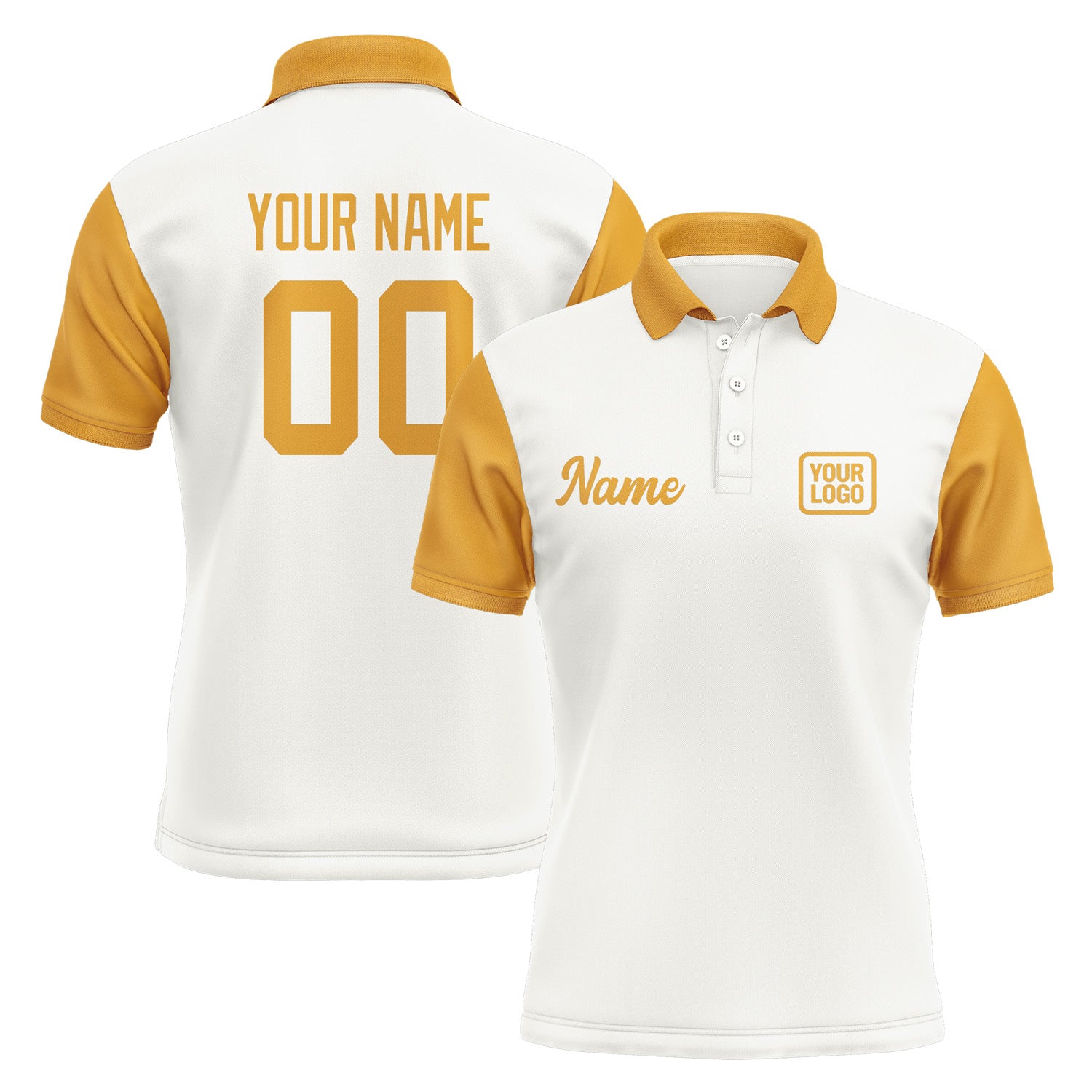 Custom White Yellow Short-Sleeve Polo Shirt PO181919B119