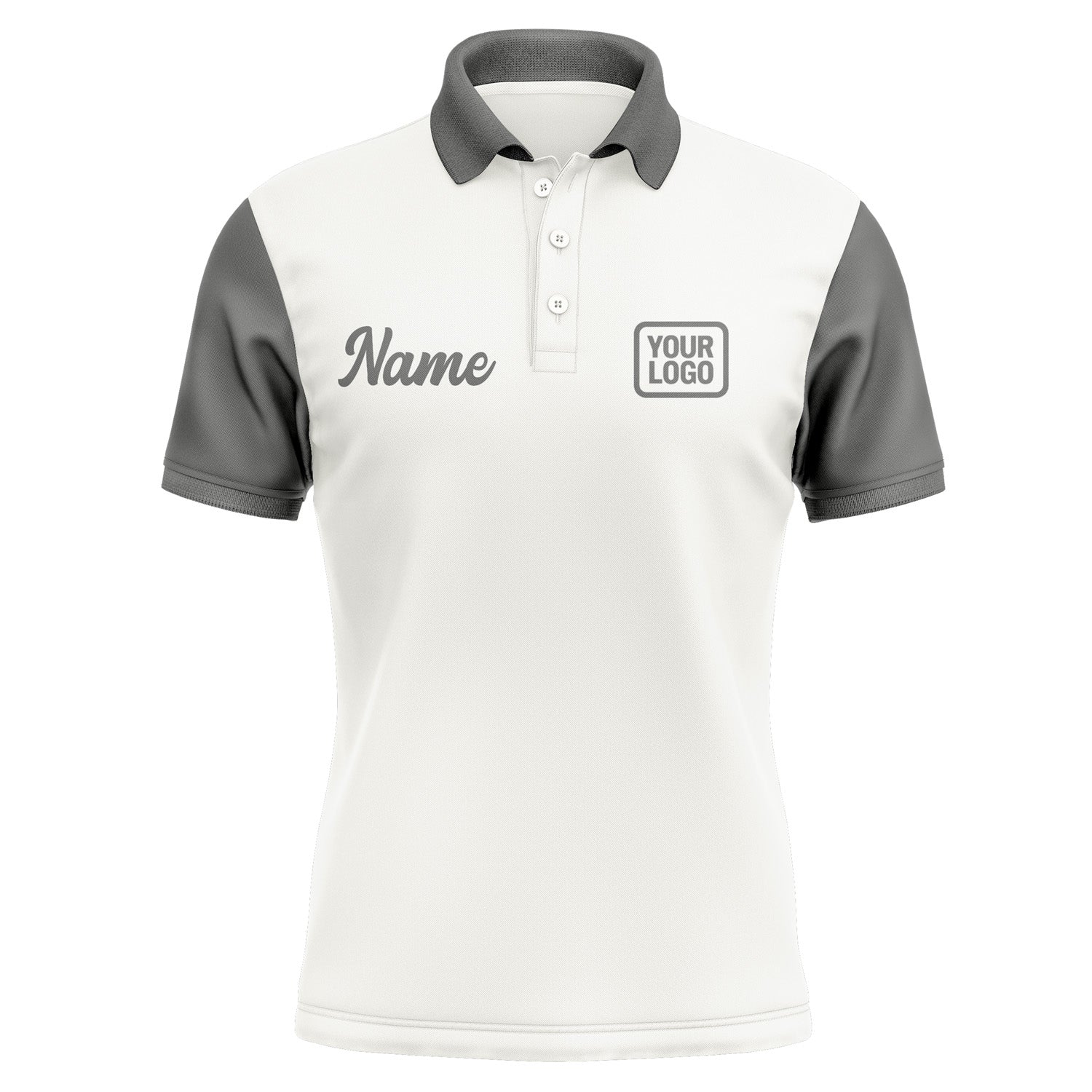 Custom White Dark Grey Short-Sleeve Polo Shirt PO182020B120