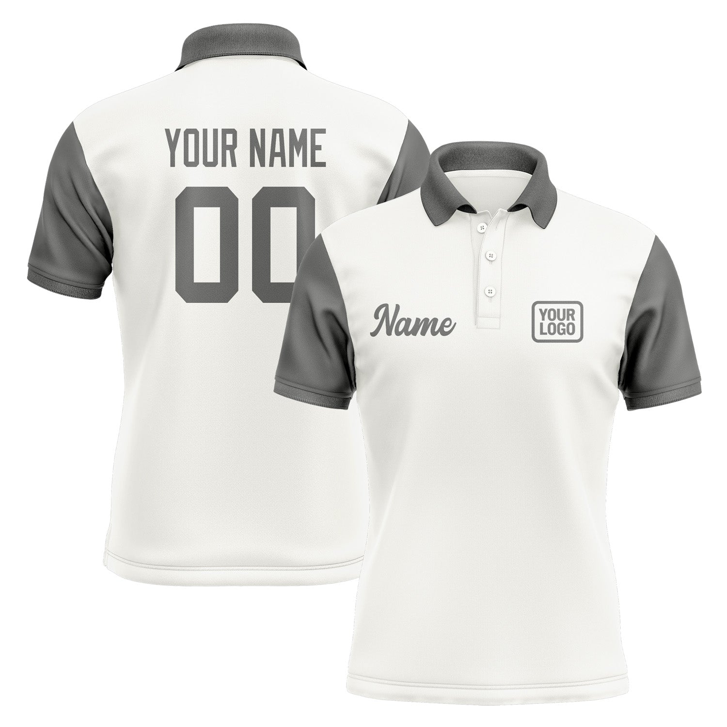 Custom White Dark Grey Short-Sleeve Polo Shirt PO182020B120