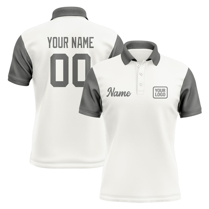 Custom White Dark Grey Short-Sleeve Polo Shirt PO182020B120