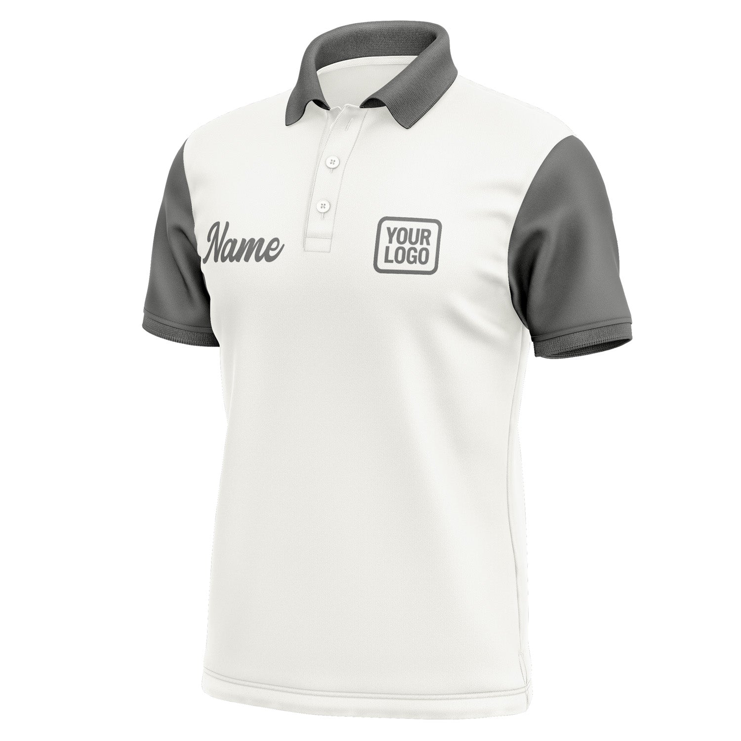 Custom White Dark Grey Short-Sleeve Polo Shirt PO182020B120