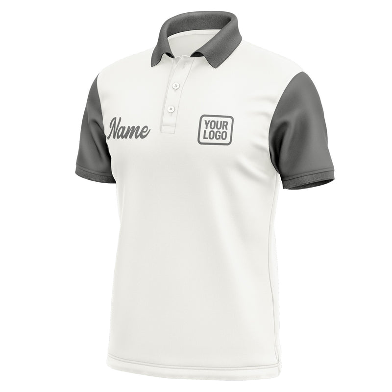 Custom White Dark Grey Short-Sleeve Polo Shirt PO182020B120