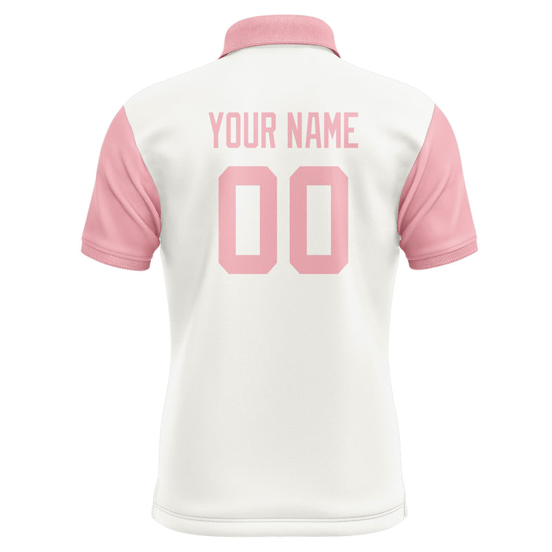 Custom White Light Pink Short-Sleeve Polo Shirt PO182121B121