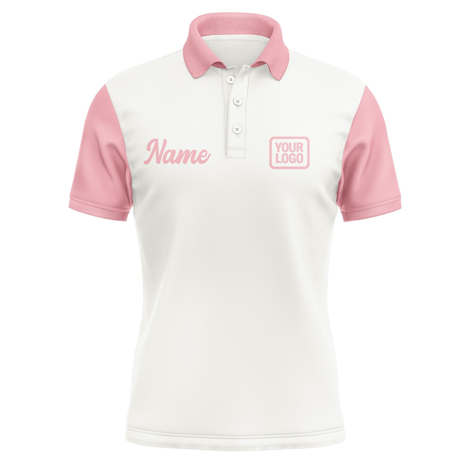 Custom White Light Pink Short-Sleeve Polo Shirt PO182121B121