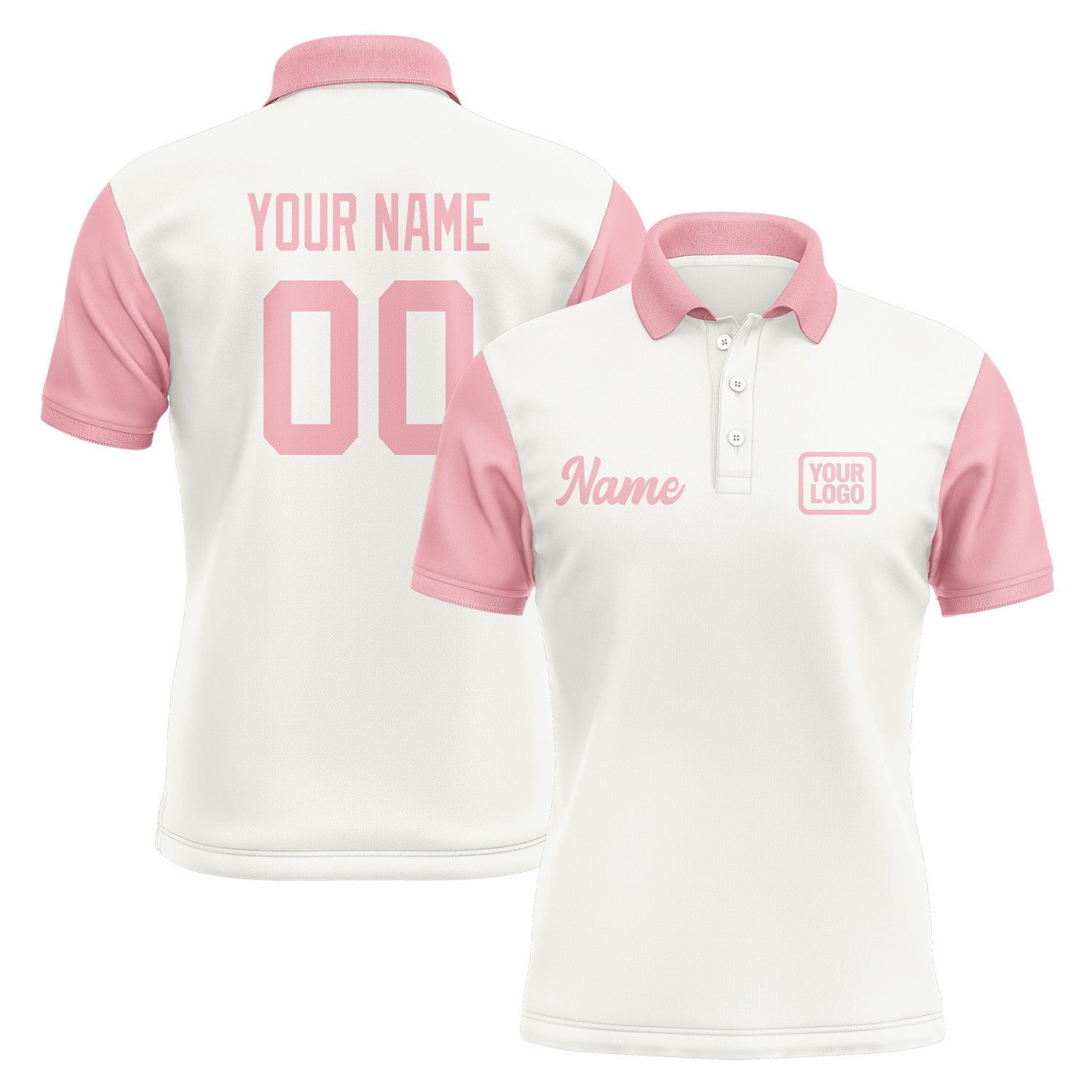 Custom White Light Pink Short-Sleeve Polo Shirt PO182121B121