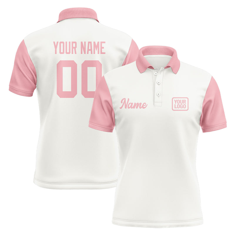 Custom White Light Pink Short-Sleeve Polo Shirt PO182121B121