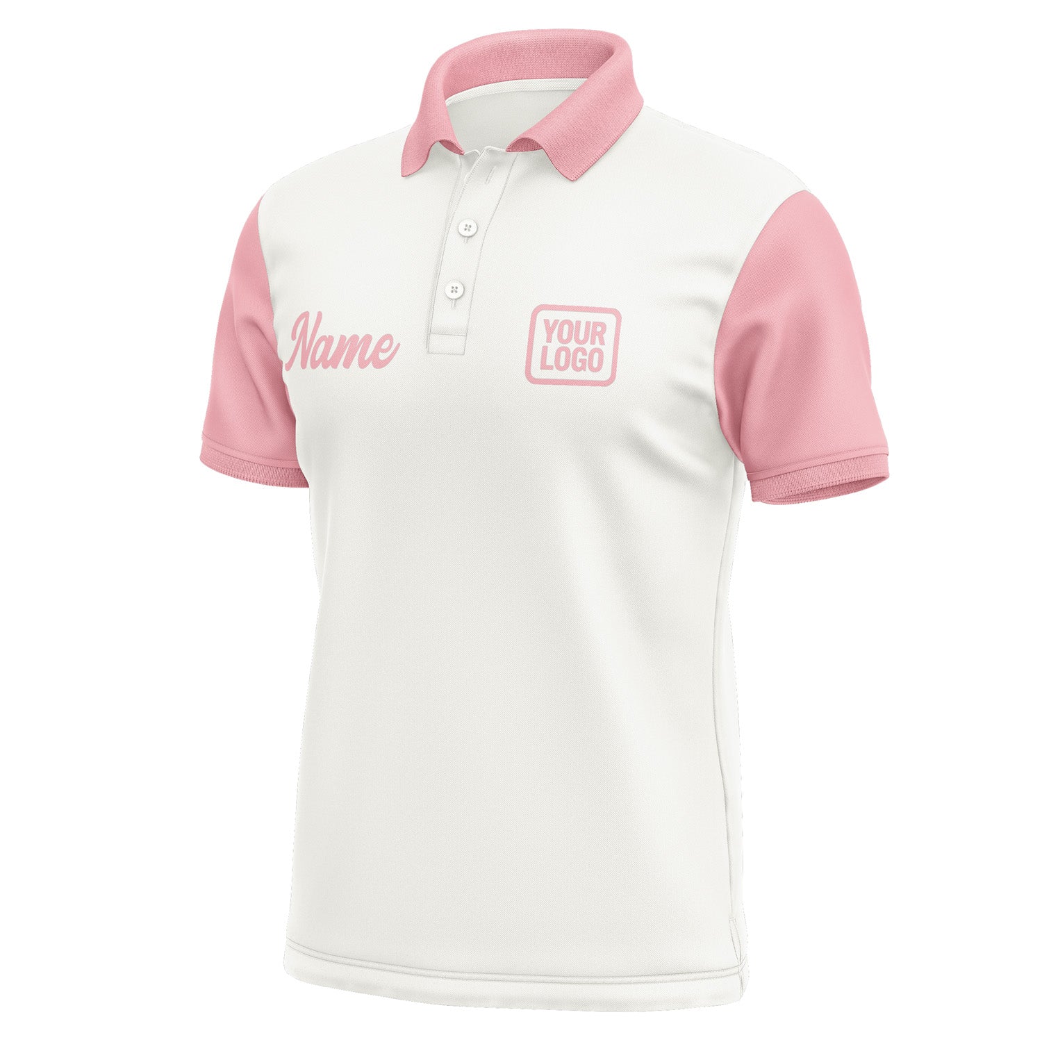 Custom White Light Pink Short-Sleeve Polo Shirt PO182121B121