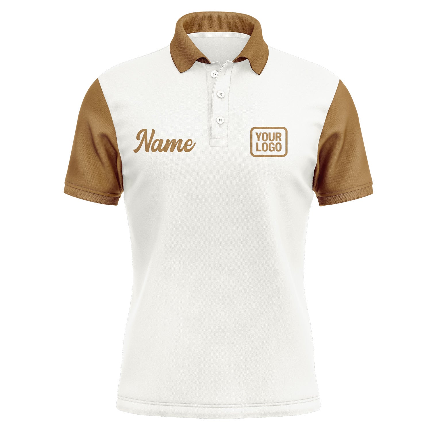 Custom White Khaki Short-Sleeve Polo Shirt PO182222B122