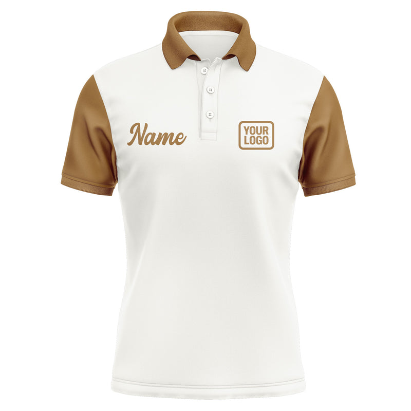 Custom White Khaki Short-Sleeve Polo Shirt PO182222B122