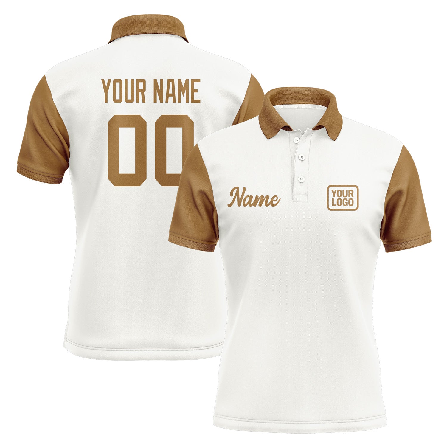Custom White Khaki Short-Sleeve Polo Shirt PO182222B122