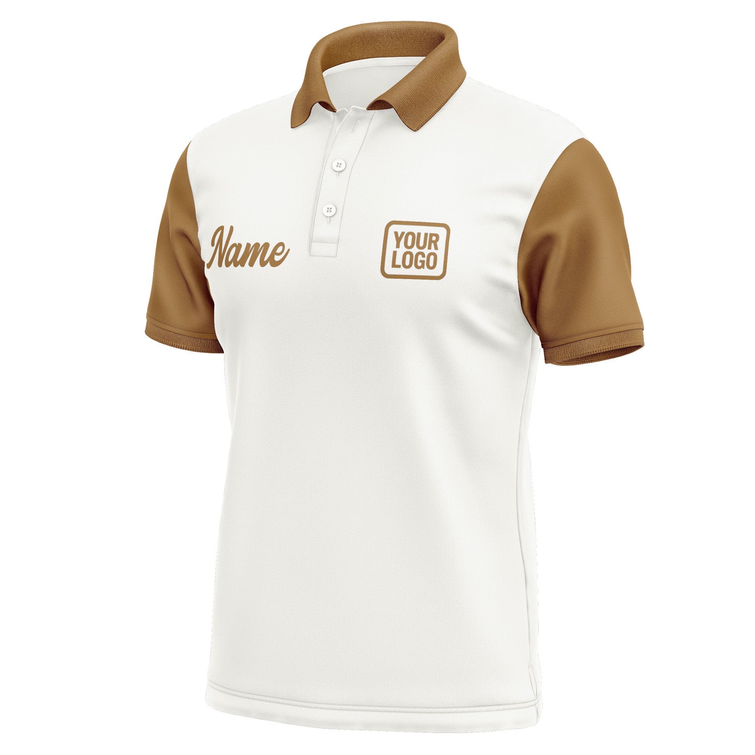 Custom White Khaki Short-Sleeve Polo Shirt PO182222B122