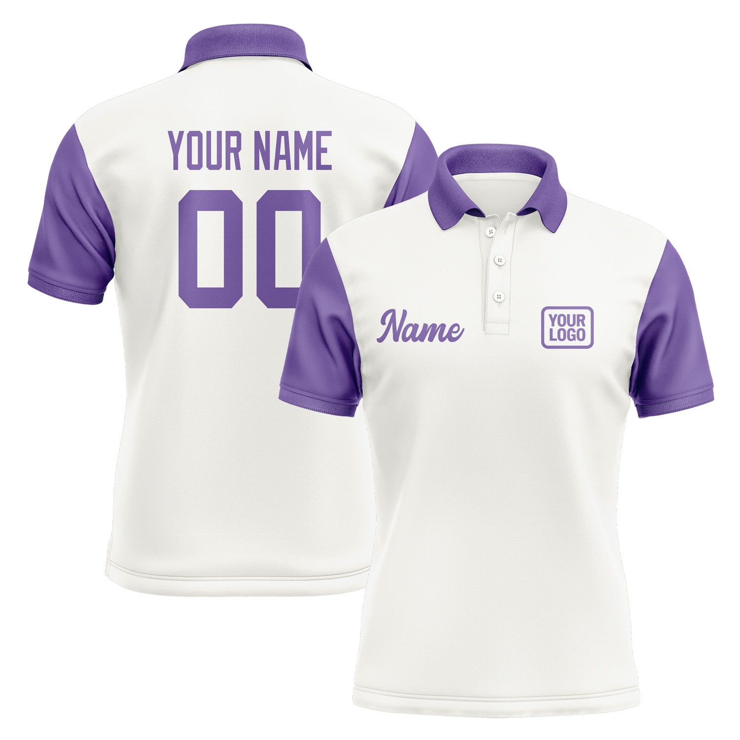 Custom White Light Purple Short-Sleeve Polo Shirt PO182323B123