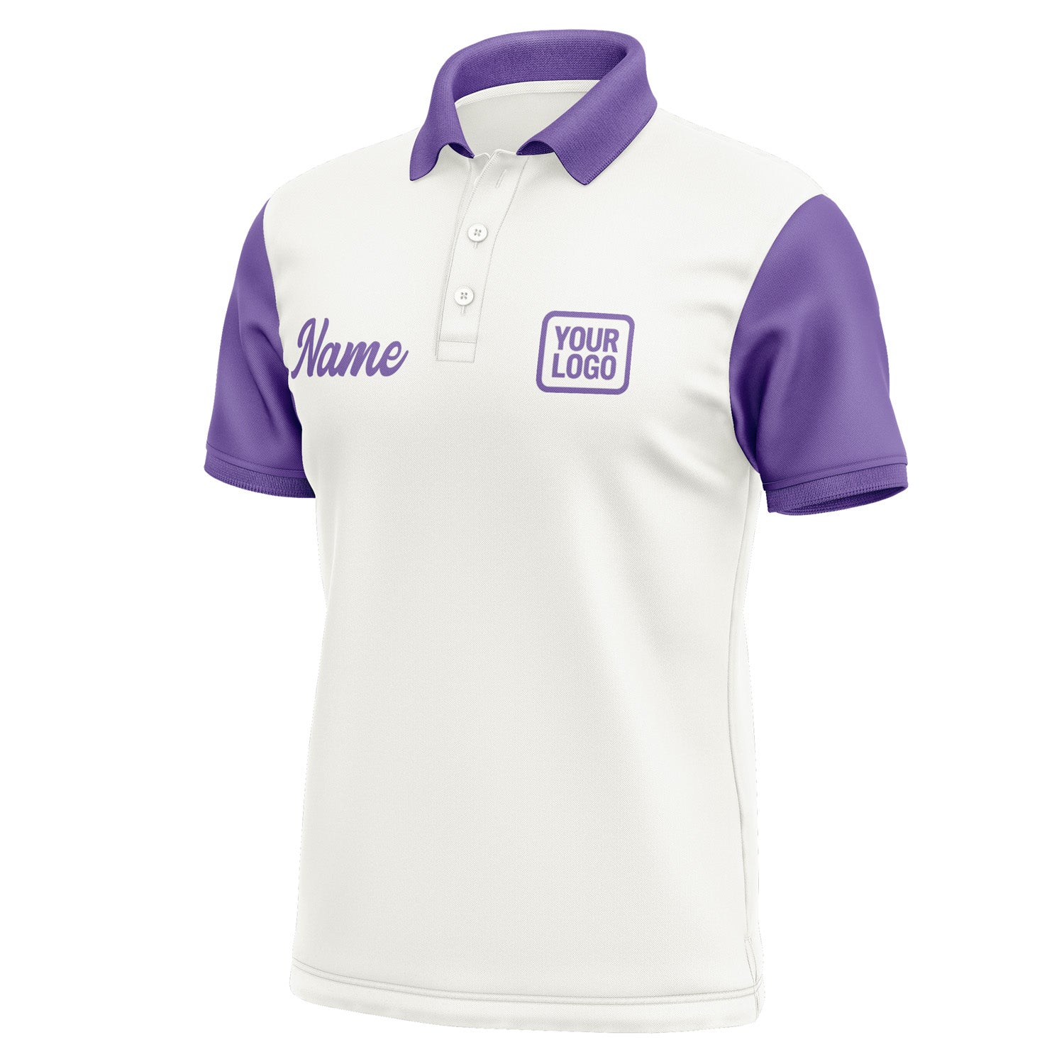 Custom White Light Purple Short-Sleeve Polo Shirt PO182323B123