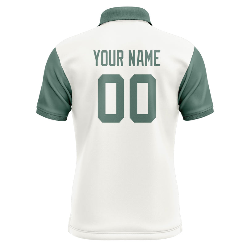 Custom White Blue Green Short-Sleeve Polo Shirt PO182727B127